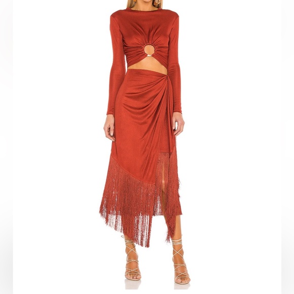 cult gaia Dresses & Skirts - CULT GAIA VERONIKA FRINGED JERSEY SKIRT & TOP SET
